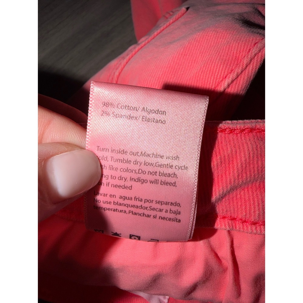 Risen Jeans Neon Pink Distressed Flare High Rise Denim RDP5265-N Size 7/28 A1 - Picture 6 of 12